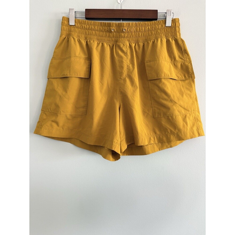 Old Navy Quick Dry Shorts Mustard Cargo Elastic Waist Medium Stretchtech *FLAW